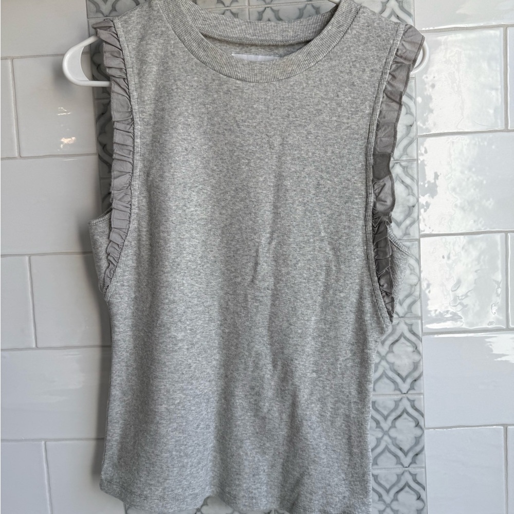 Dear John Heather gray tank with Ruffle Trim